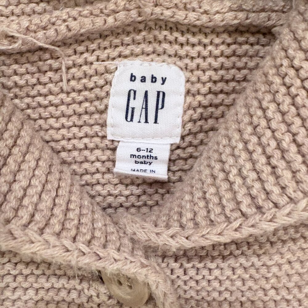 Baby Gap Reindeer Sweater Beige Tan Knit Button Christmas Holiday - Picture 5 of 5